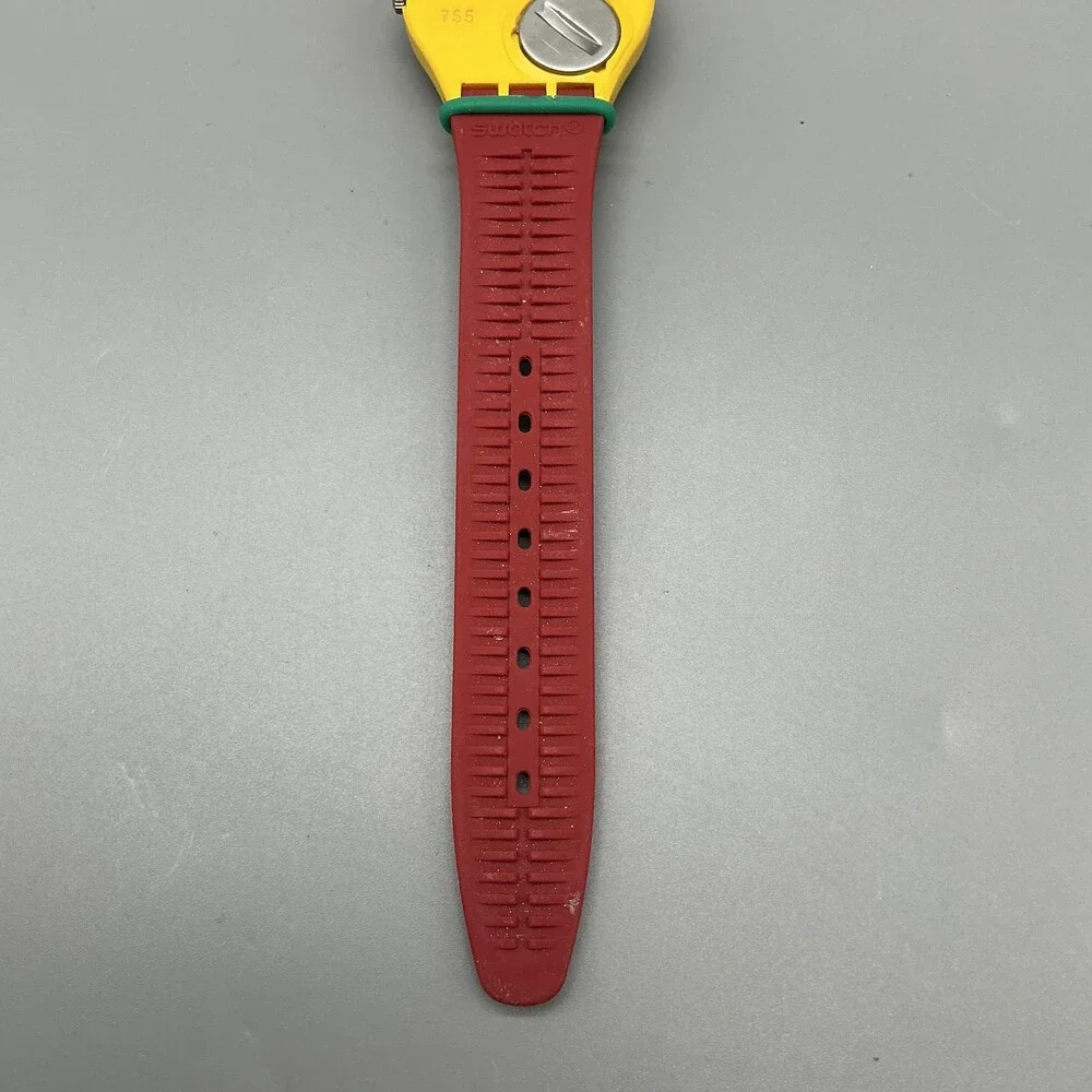 Vtg Swatch Follow Me GJ101 Womens Watch 31mm Green Black Strap New Battery